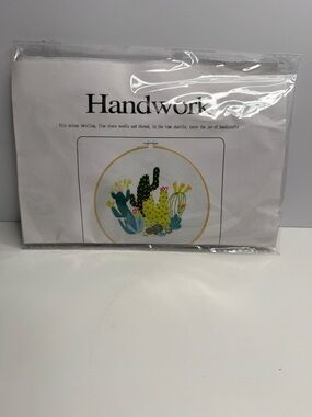 Handwork Cactus Embroidery Kit - Green & Yellow